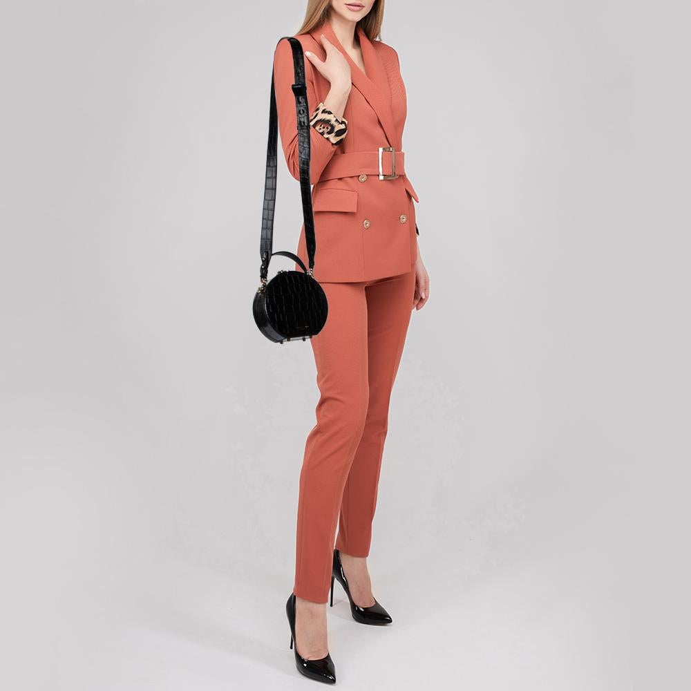 Bolso de hombro Aspinal of London con caja de sombreros de piel grabada en cocodrilo negro Negro