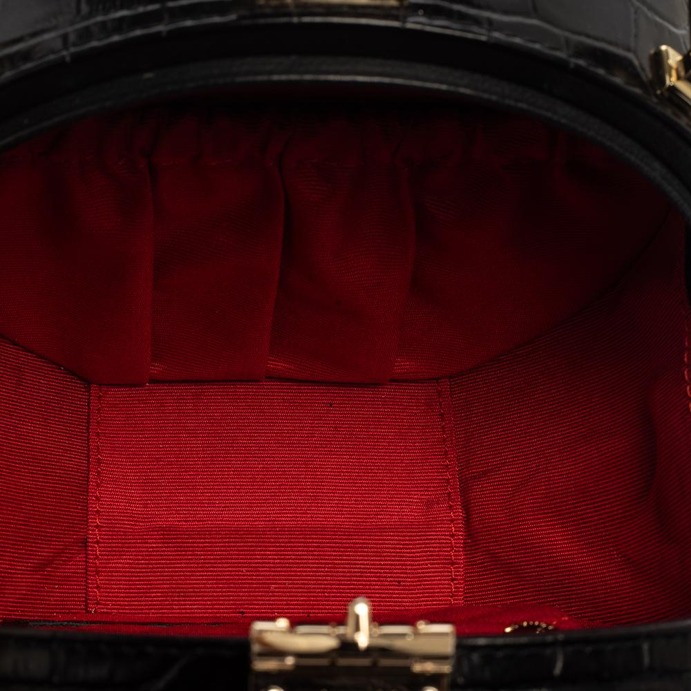 Bolso de hombro Aspinal of London con caja de sombreros de piel grabada en cocodrilo negro 3