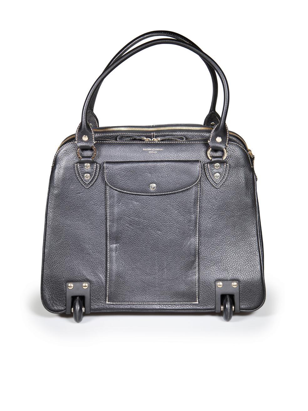 Women's Aspinal of London Black Leather Large Travel Case
