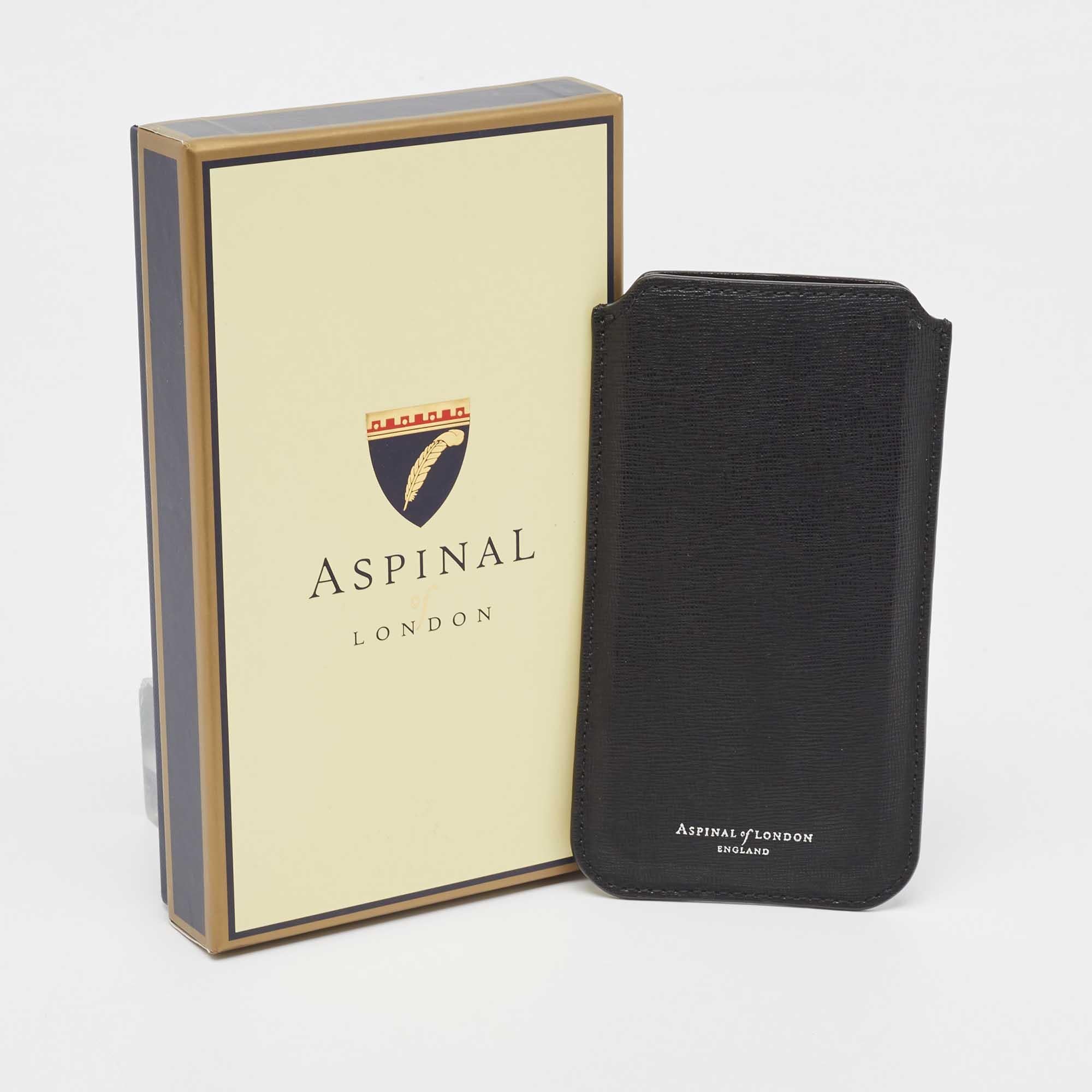Aspinal Of London Black Leather Phone Case For Sale 1