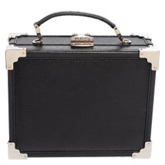 Aspinal Of London Black Leather Trunk Top Handle Bag