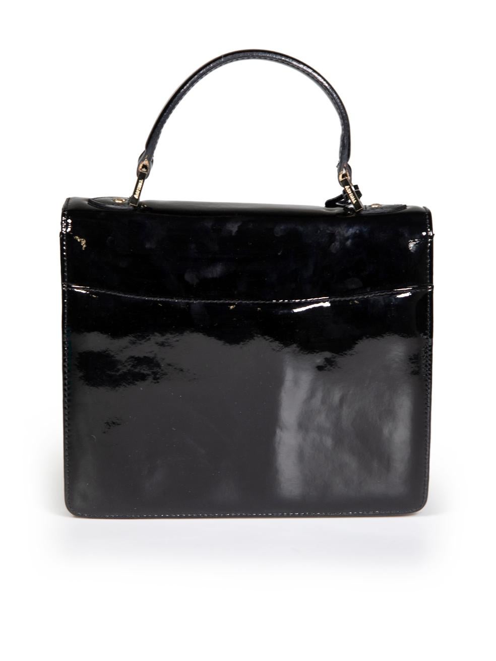 Women's Aspinal of London Black Patent Mayfair Top-Handle Bag For Sale