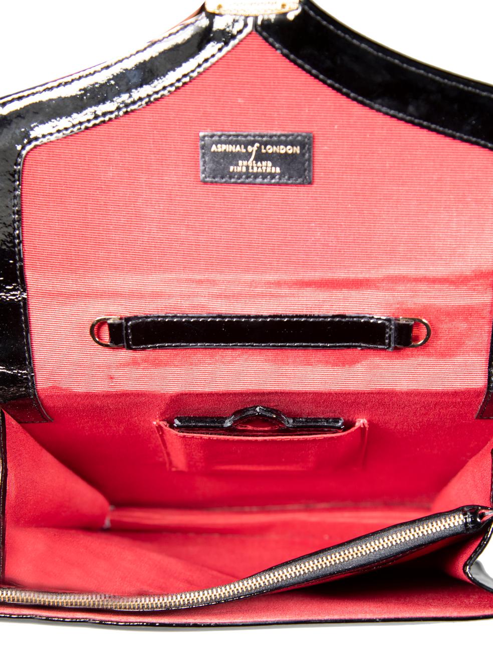 Aspinal of London Black Patent Mayfair Top-Handle Bag For Sale 2