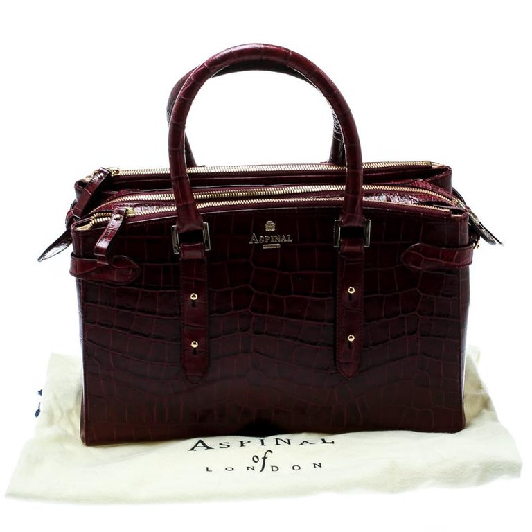 Aspinal Of London Burgundy Croc Embossed Leather Brook Street Tote For Sale  at 1stDibs | aspinal of london brook street, aspinal tote