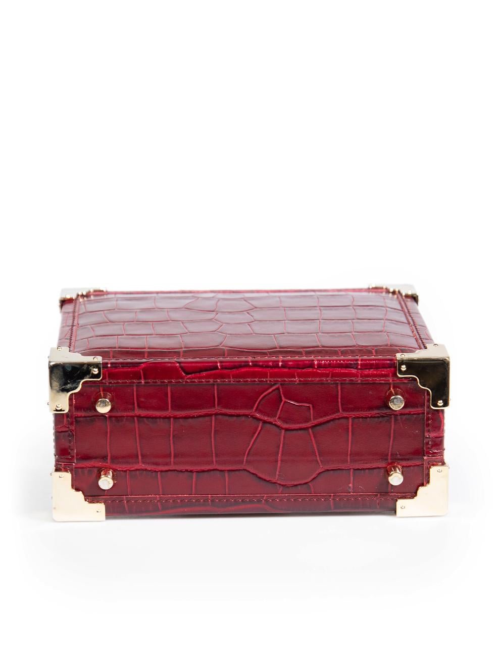 Women's Aspinal of London Burgundy Trunk Croc Leather Bag