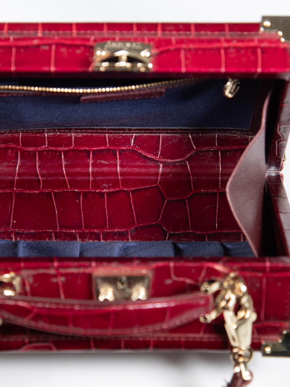 Aspinal of London Burgundy Trunk Croc Leather Bag 2