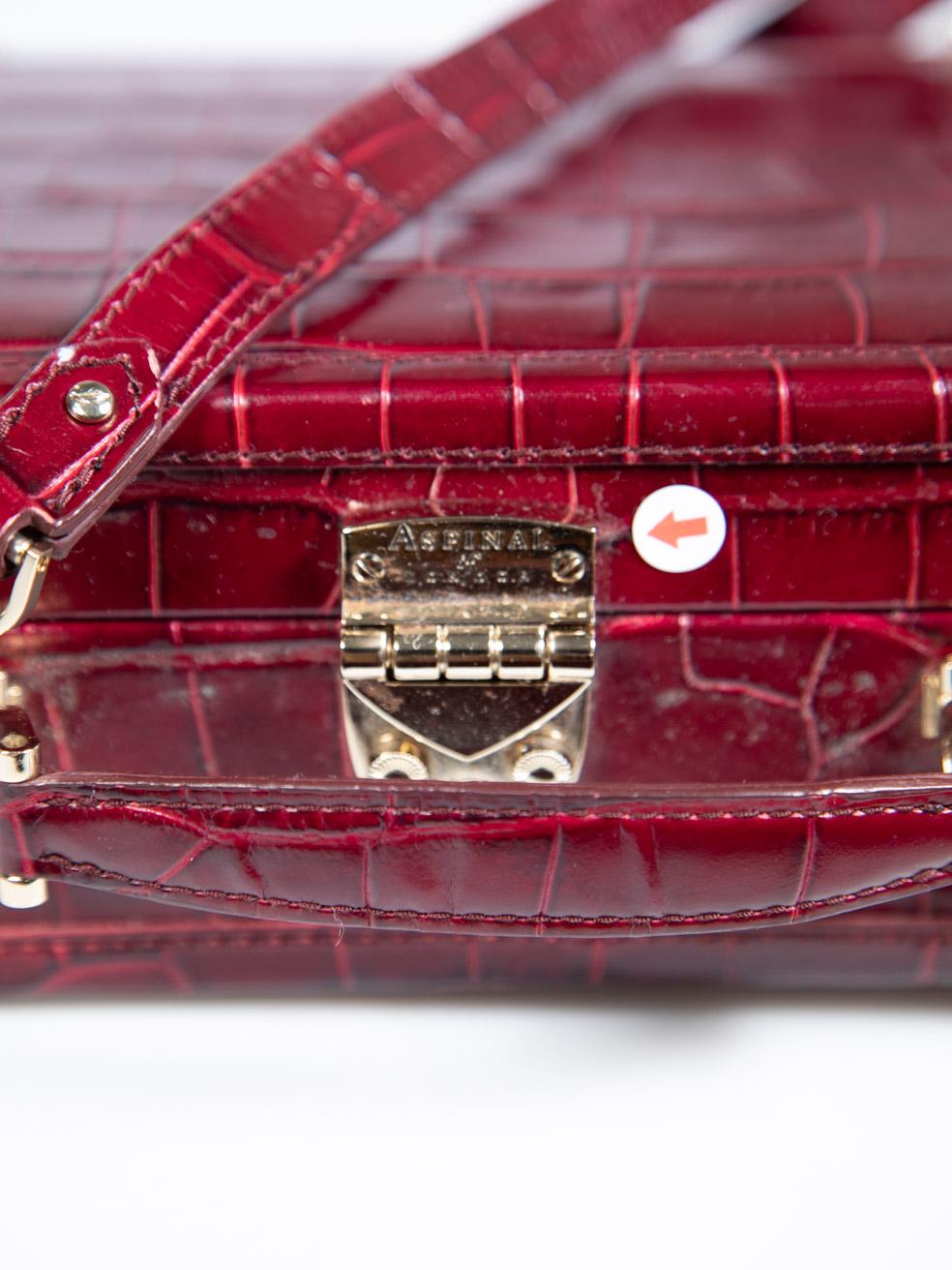 Aspinal of London Burgundy Trunk Croc Leather Bag 3