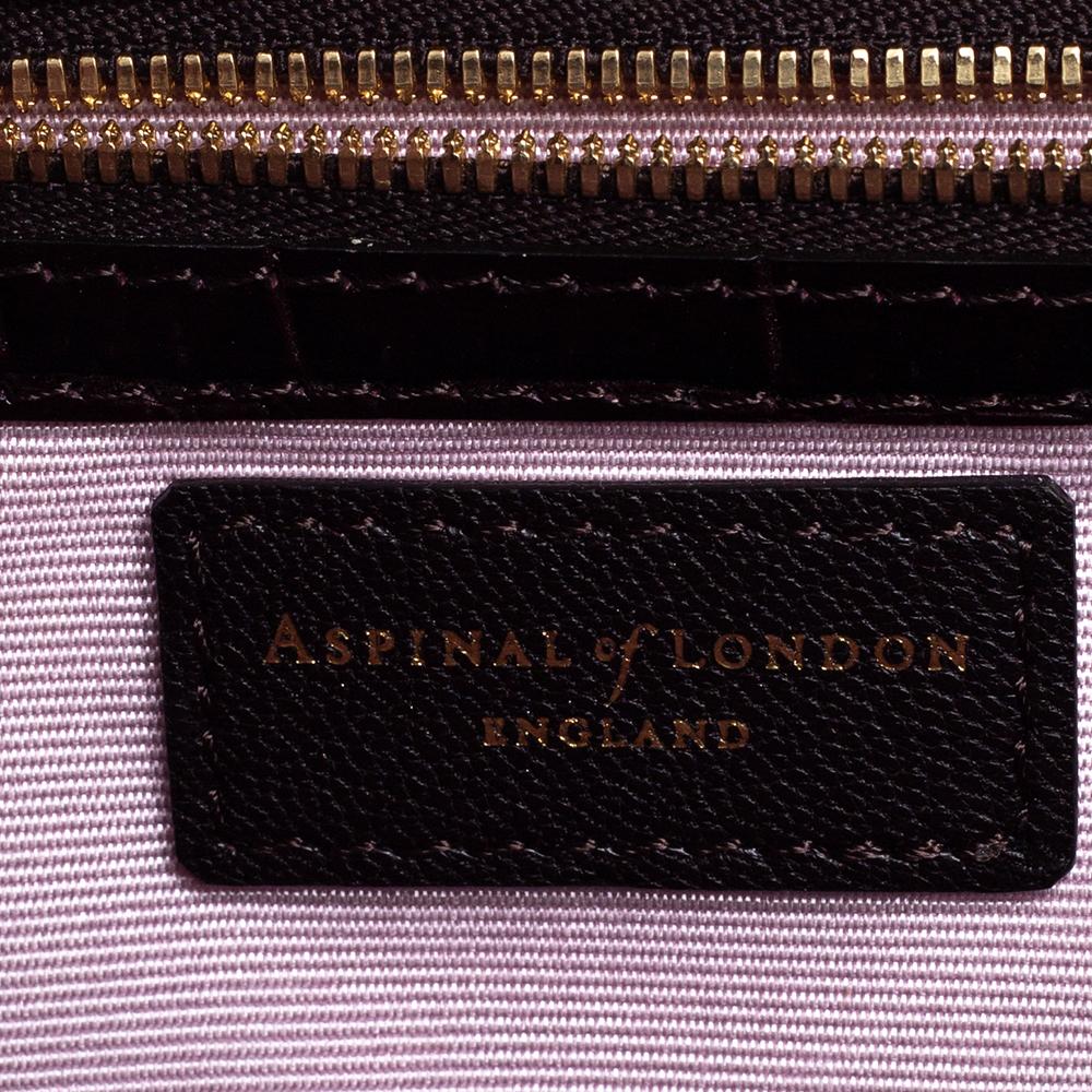 Women's Aspinal Of London BurgundyCroc Embossed Leather Trunk Top Handle Bag