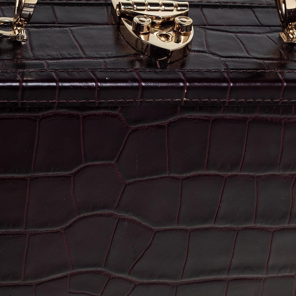 Aspinal Of London BurgundyCroc Embossed Leather Trunk Top Handle Bag 2