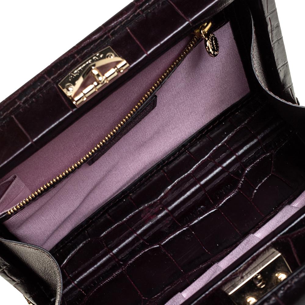 Aspinal Of London BurgundyCroc Embossed Leather Trunk Top Handle Bag 4