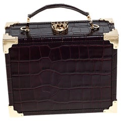 Aspinal Of London BurgundyCroc geprägte Leder Trunk Top Handle Tasche