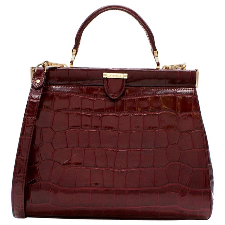 Aspinal Of London Small Croc-Embossed Leather Florence Top-Handle Bag
