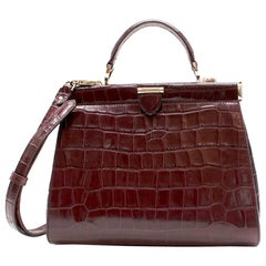 Aspinal of London Crocodile Print Small Florence Frame Bag