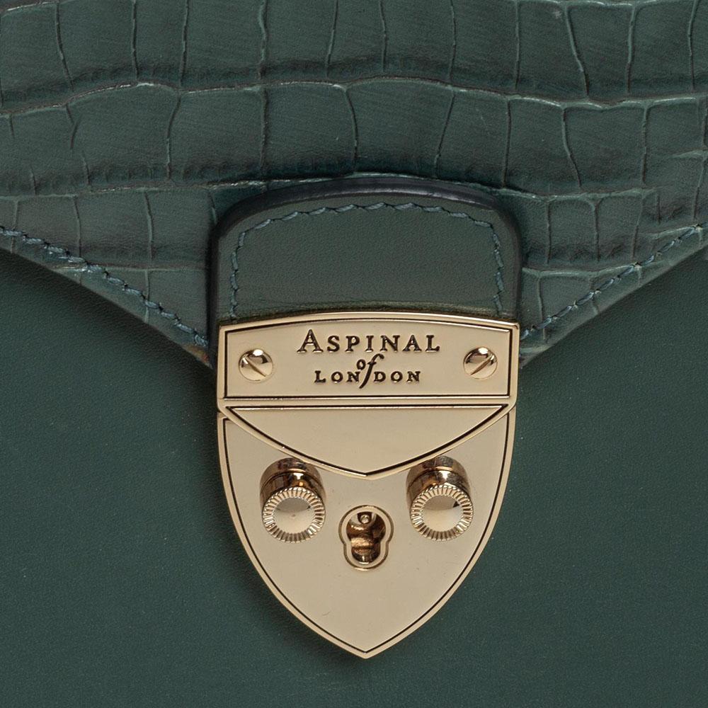 Aspinal Of London Green Croc Embossed and Leather Mayfair Top Handle Bag 3