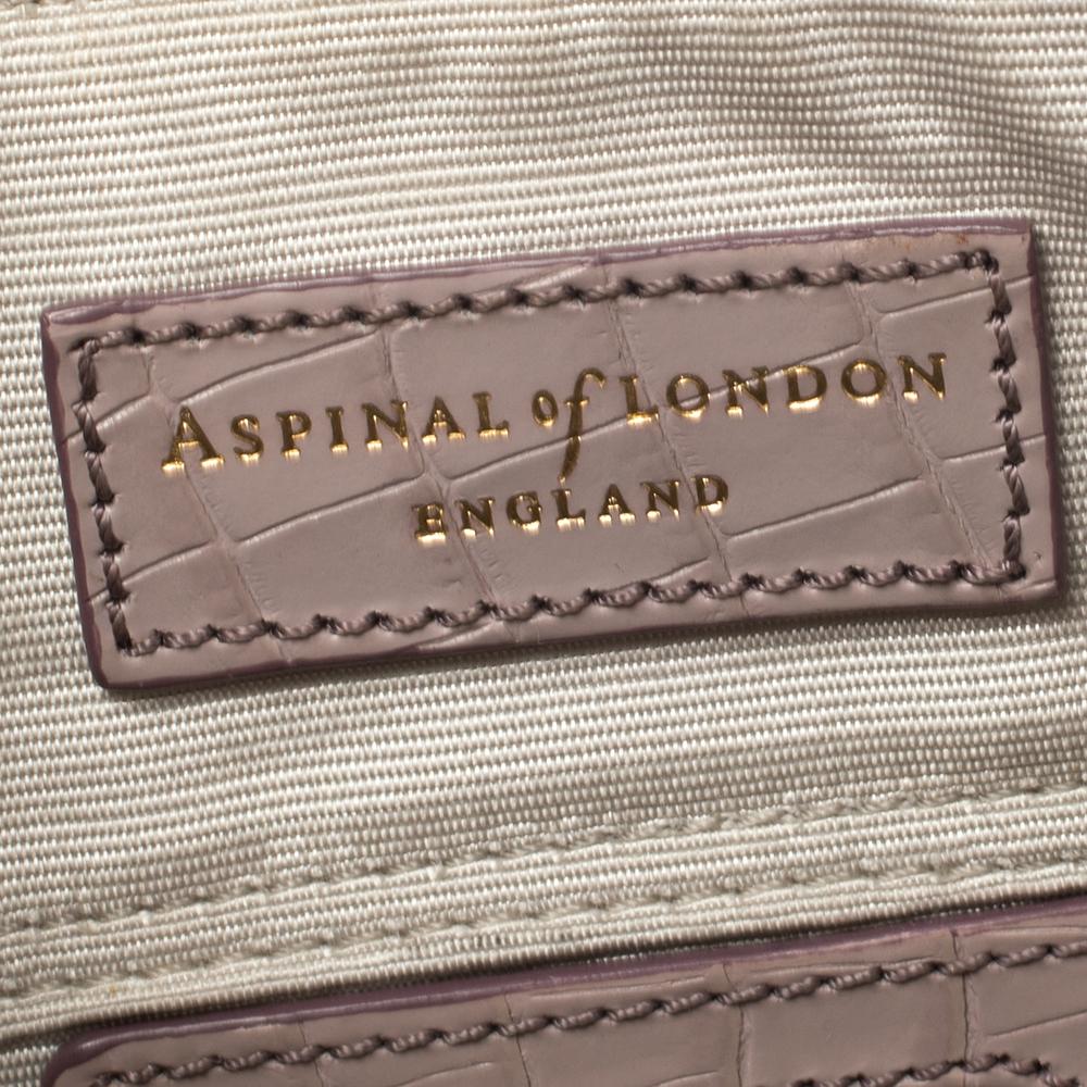 Aspinal of London Lilac Croc Embossed Leather Marylebone Tote In Good Condition In Dubai, Al Qouz 2