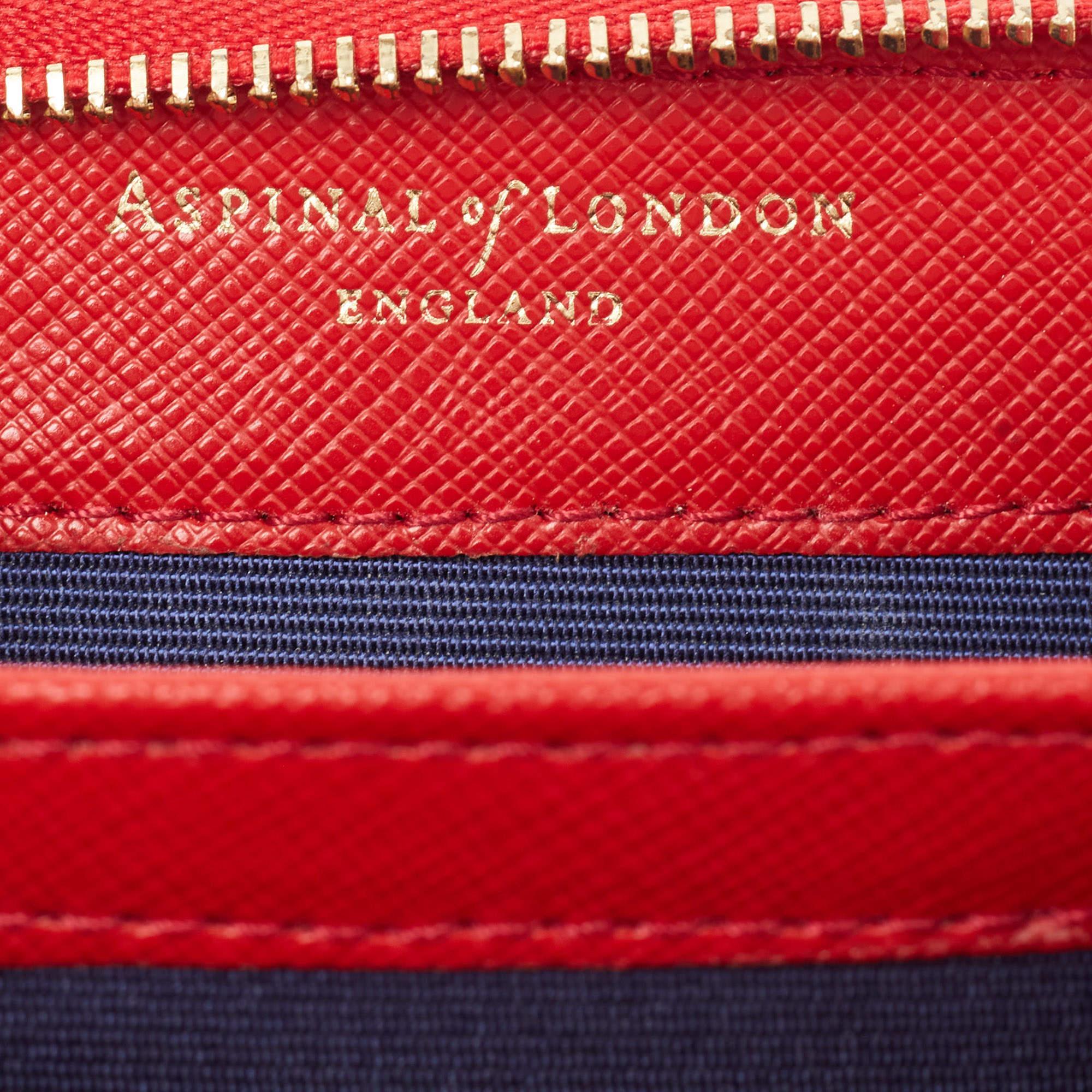 Aspinal Of London Red Leather Zip Around Compact Wallet For Sale 6
