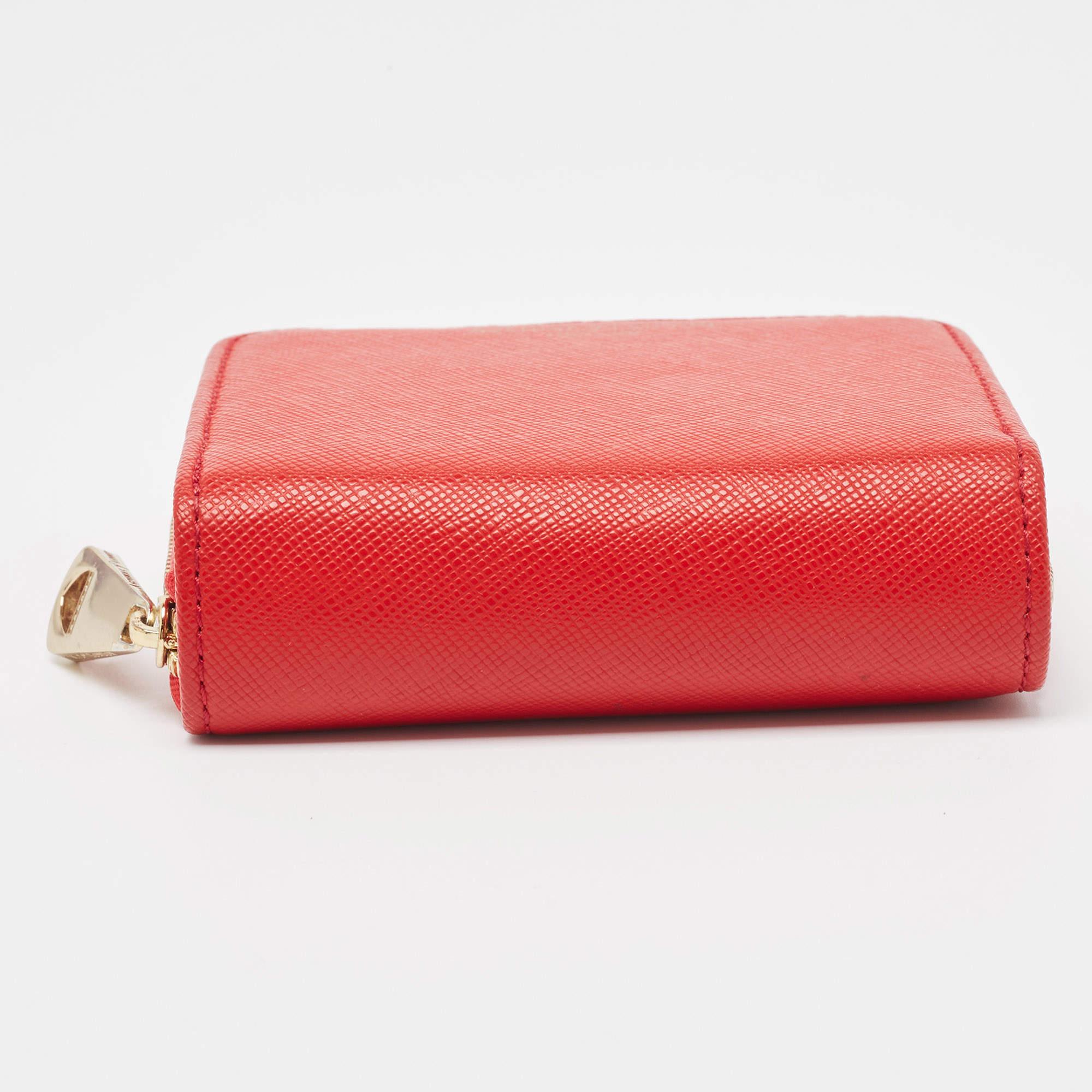 Aspinal Of London Red Leather Zip Around Compact Wallet For Sale 4