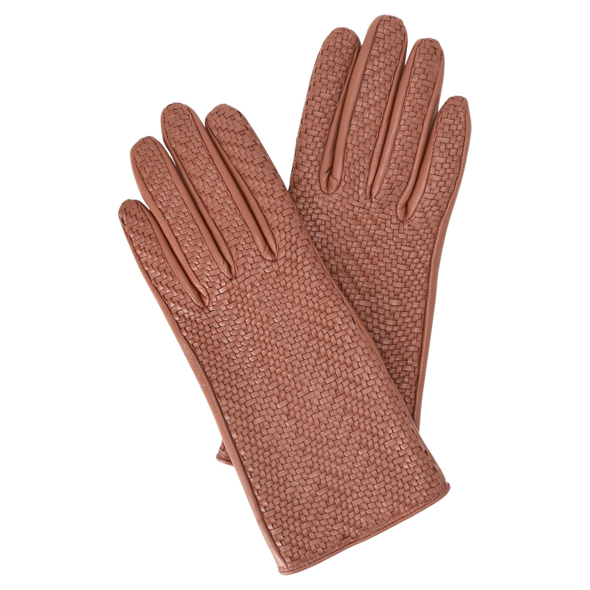 Aspinal Of London Woven Leather Gloves For Sale