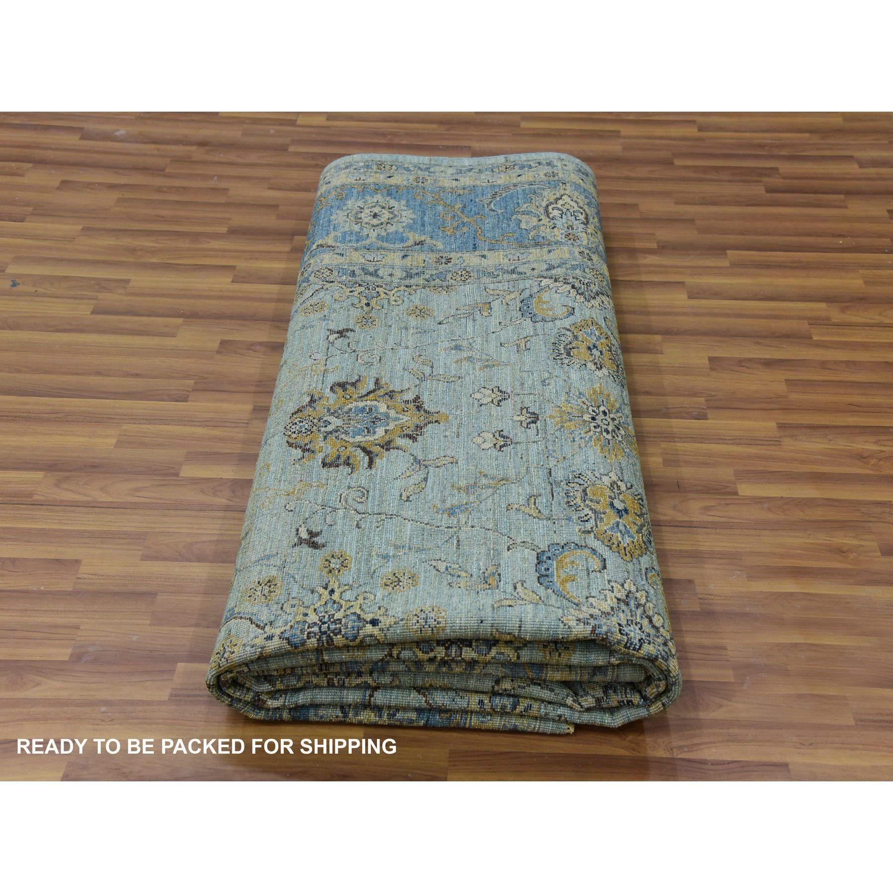 Aspiring Blue Hand Knotted Agra Design High Quality Wool Oriental Rug 9' x 12'3