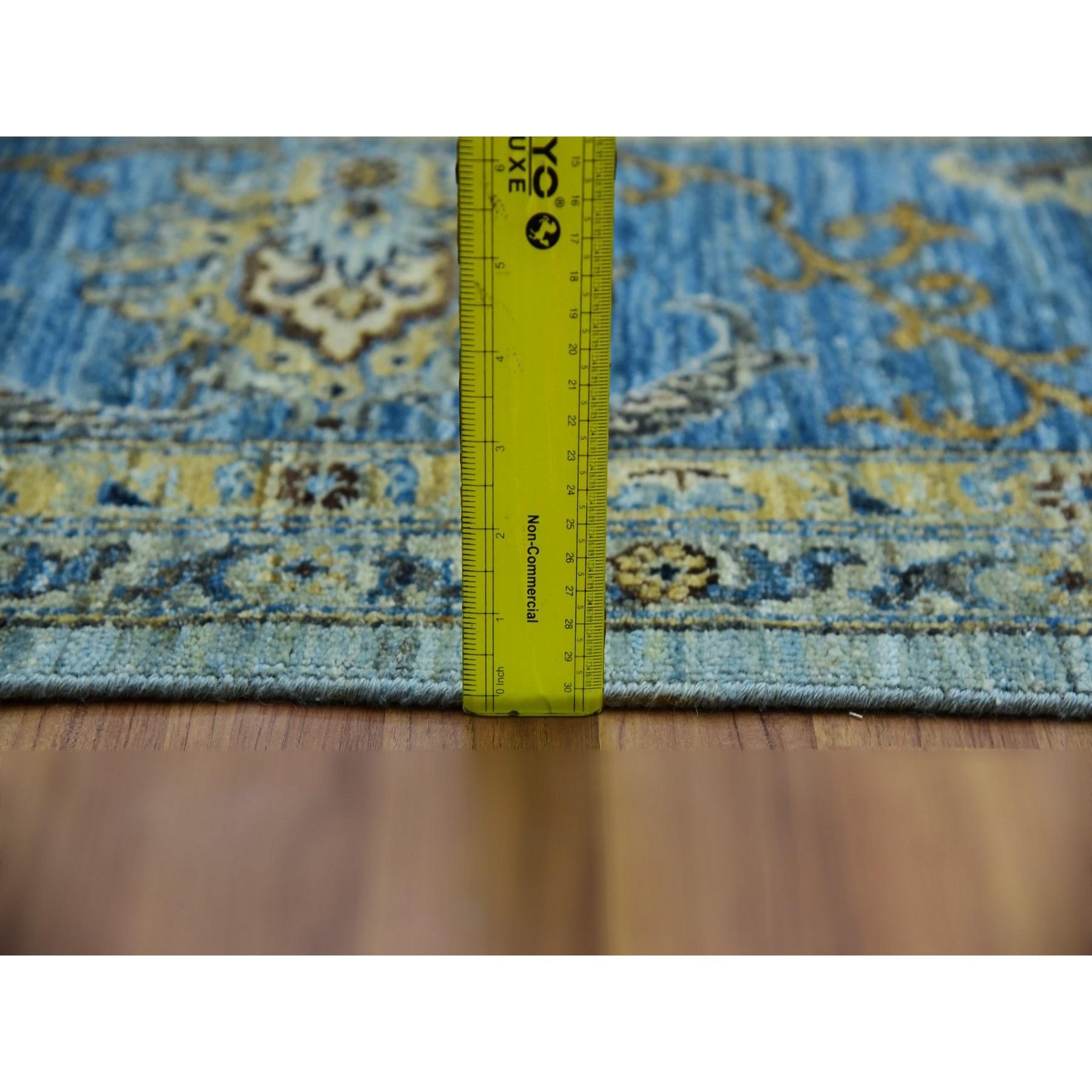 Aspiring Blue Hand Knotted Agra Design High Quality Wool Oriental Rug 9' x 12'3