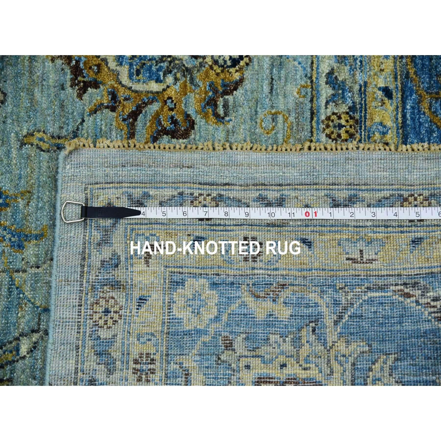 Aspiring Blue Hand Knotted Agra Design High Quality Wool Oriental Rug 9' x 12'3