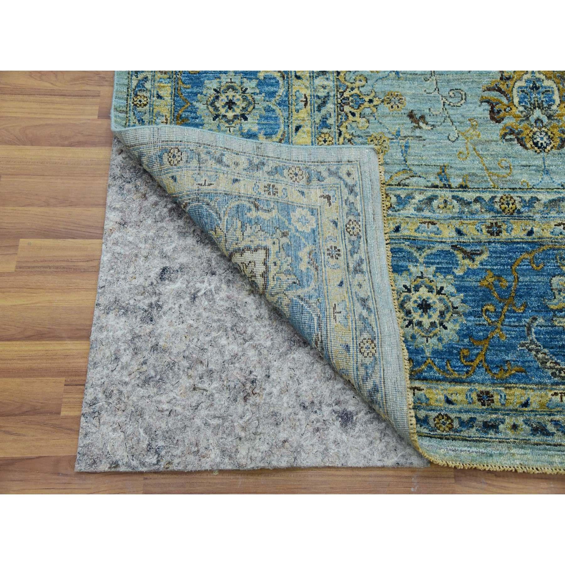 Aspiring Blue Hand Knotted Agra Design High Quality Wool Oriental Rug 9' x 12'3
