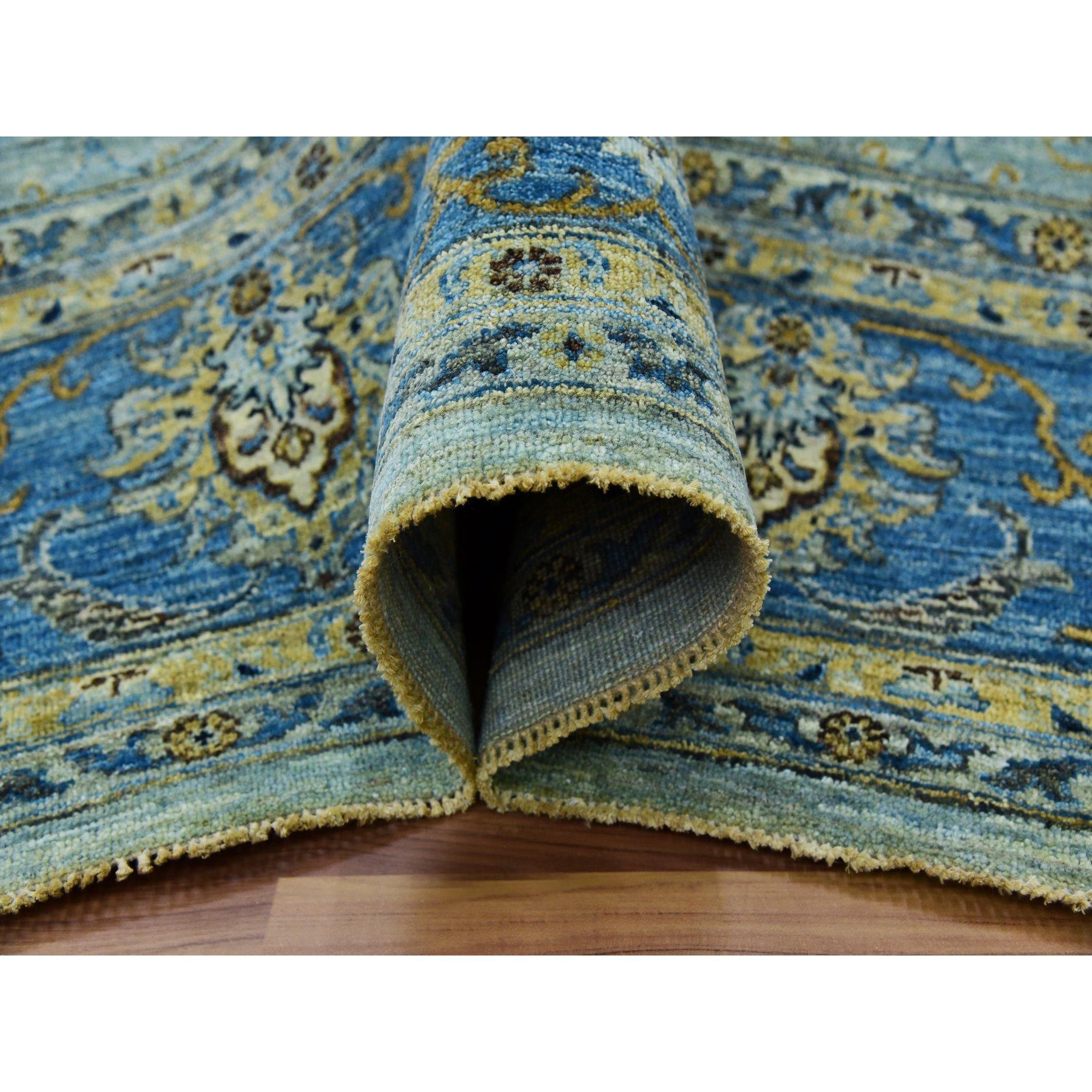 Contemporary Aspiring Blue Hand Knotted Agra Design High Quality Wool Oriental Rug 9' x 12'3