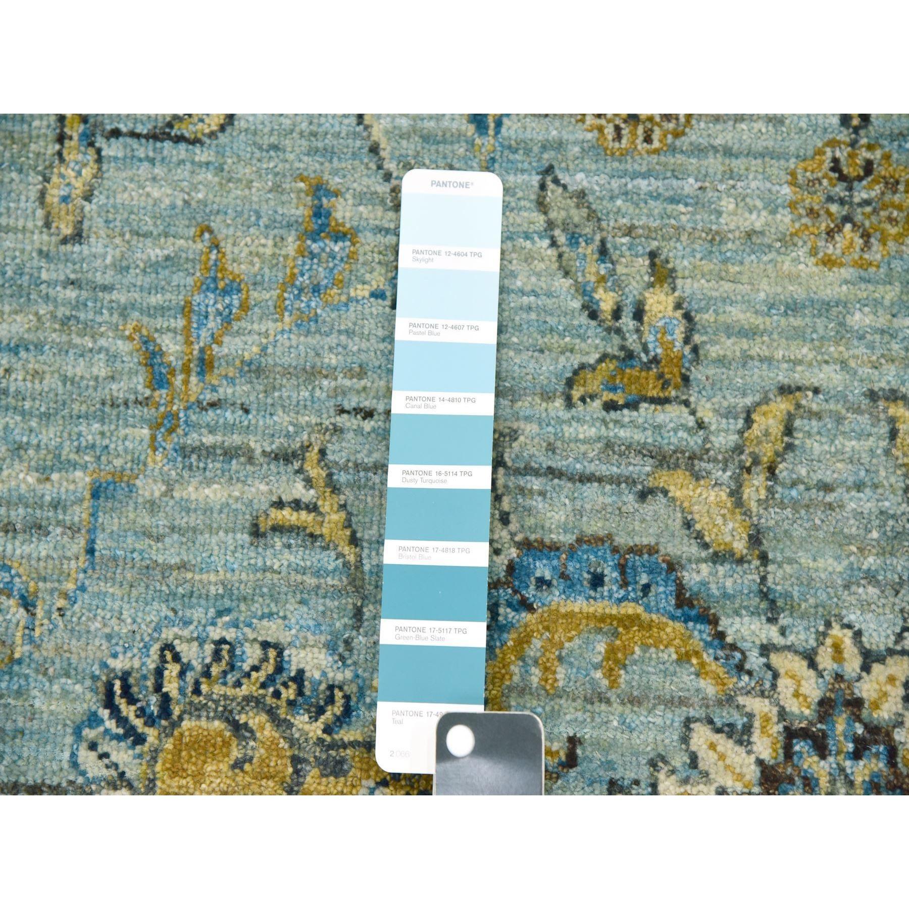 Aspiring Blue Hand Knotted Agra Design High Quality Wool Oriental Rug 9' x 12'3