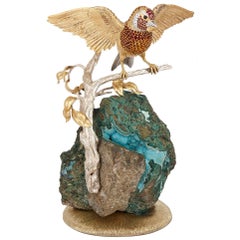 Asprey & Co Solid Gold and Gemstone Bird Model