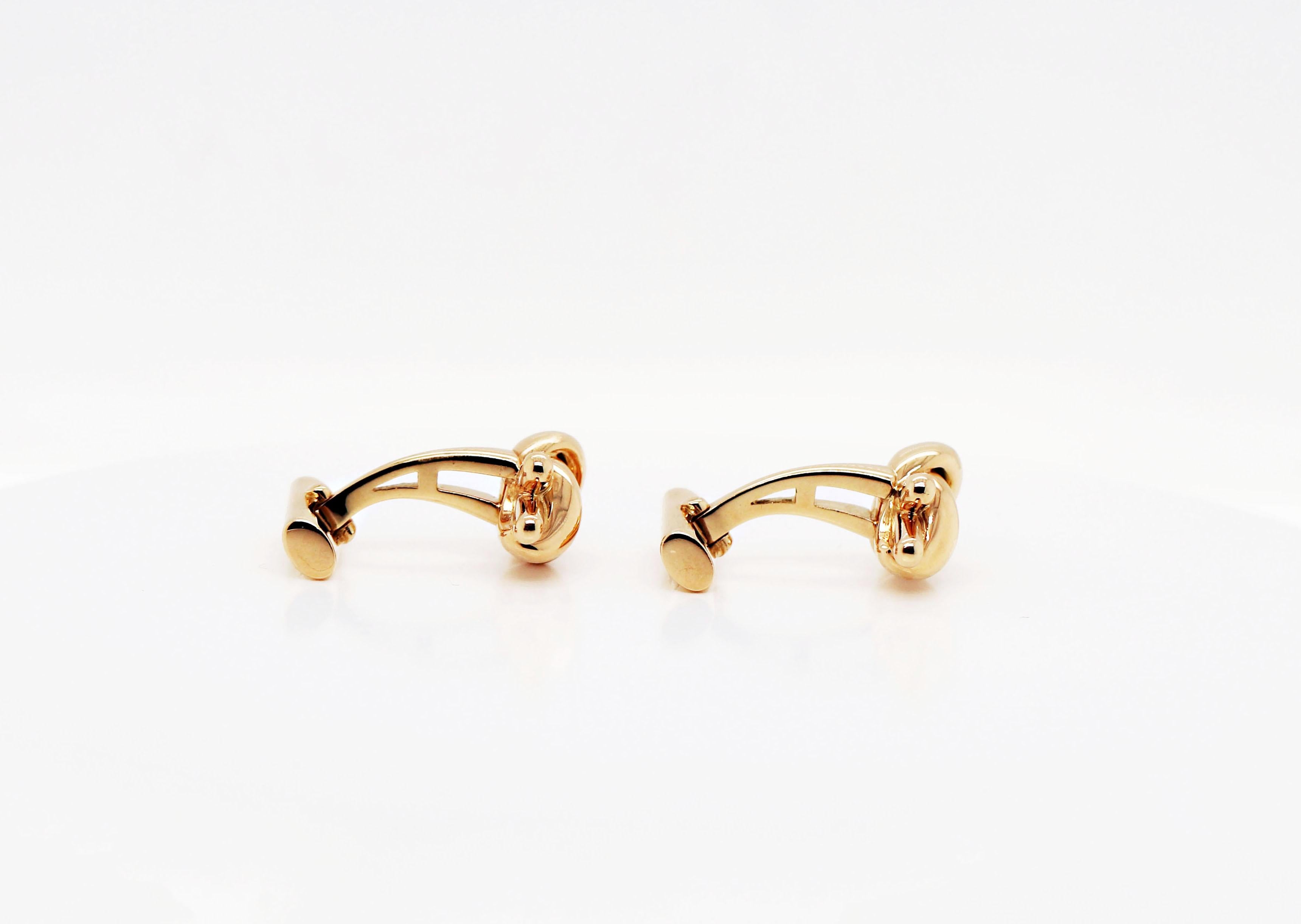 Women's Asprey 18 Carat Yellow Gold Knot Bullet Back Cufflinks, Made in Italy