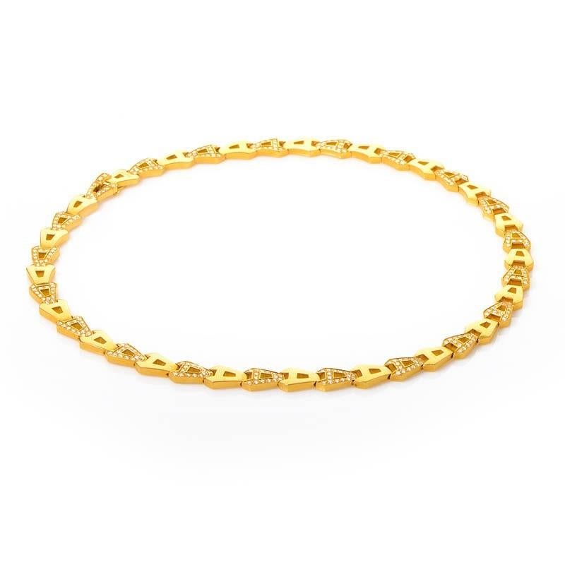 Women's Asprey 18 Karat Yellow Gold and Diamond Chain Link Necklace