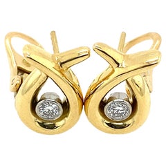 Pendientes de diamantes naturales Asprey de oro amarillo de 18 ct, engastados con 0,20 ct
