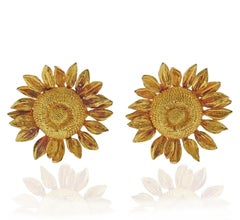 Asprey 18k Gold Sunflower Earrings
