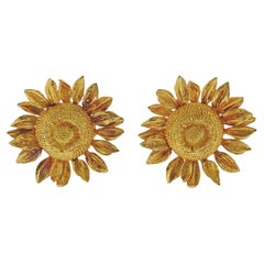 Asprey 18k Gold Sunflower Earrings