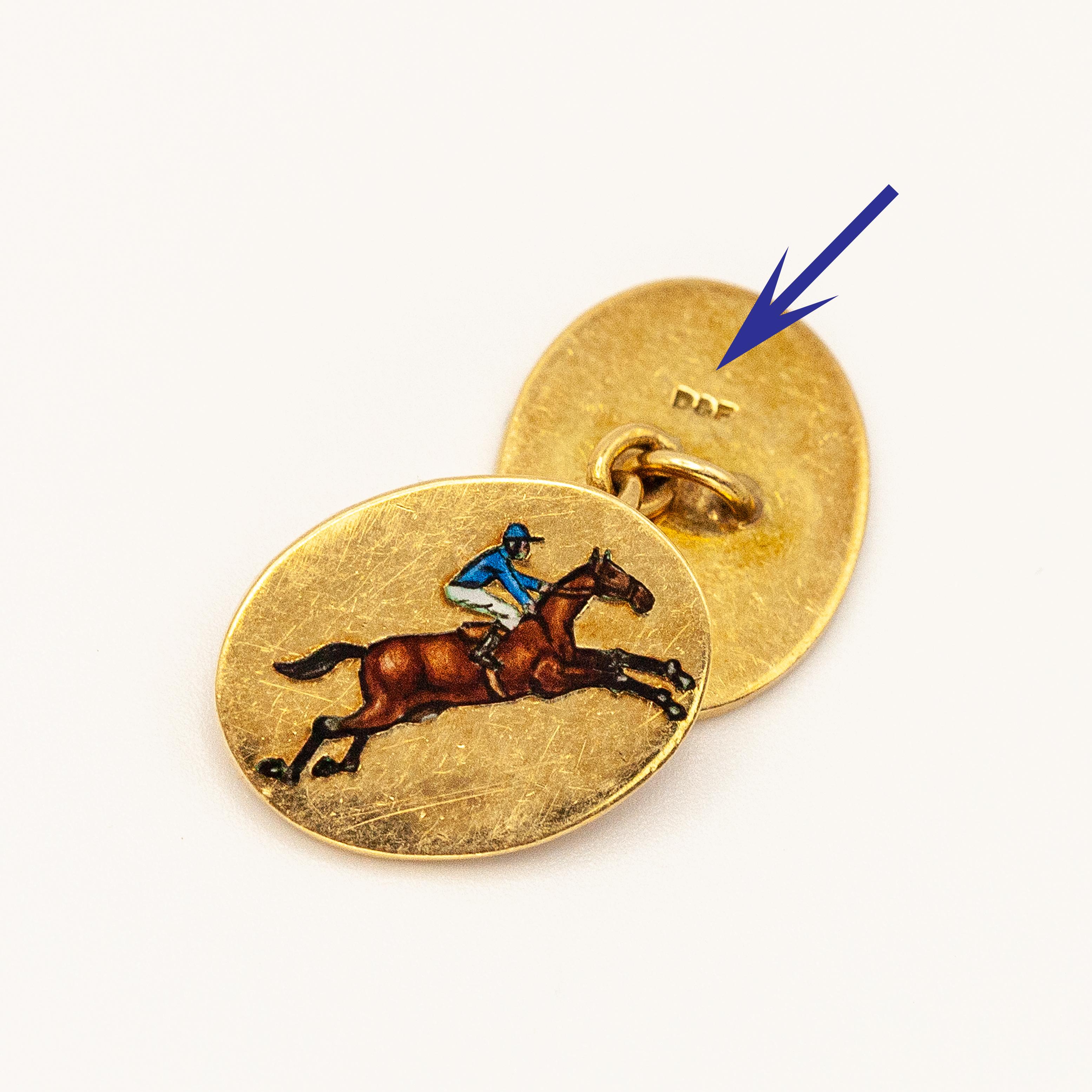 Designer Asprey 18K Gold The Four Vices Enamel Cufflinks 1