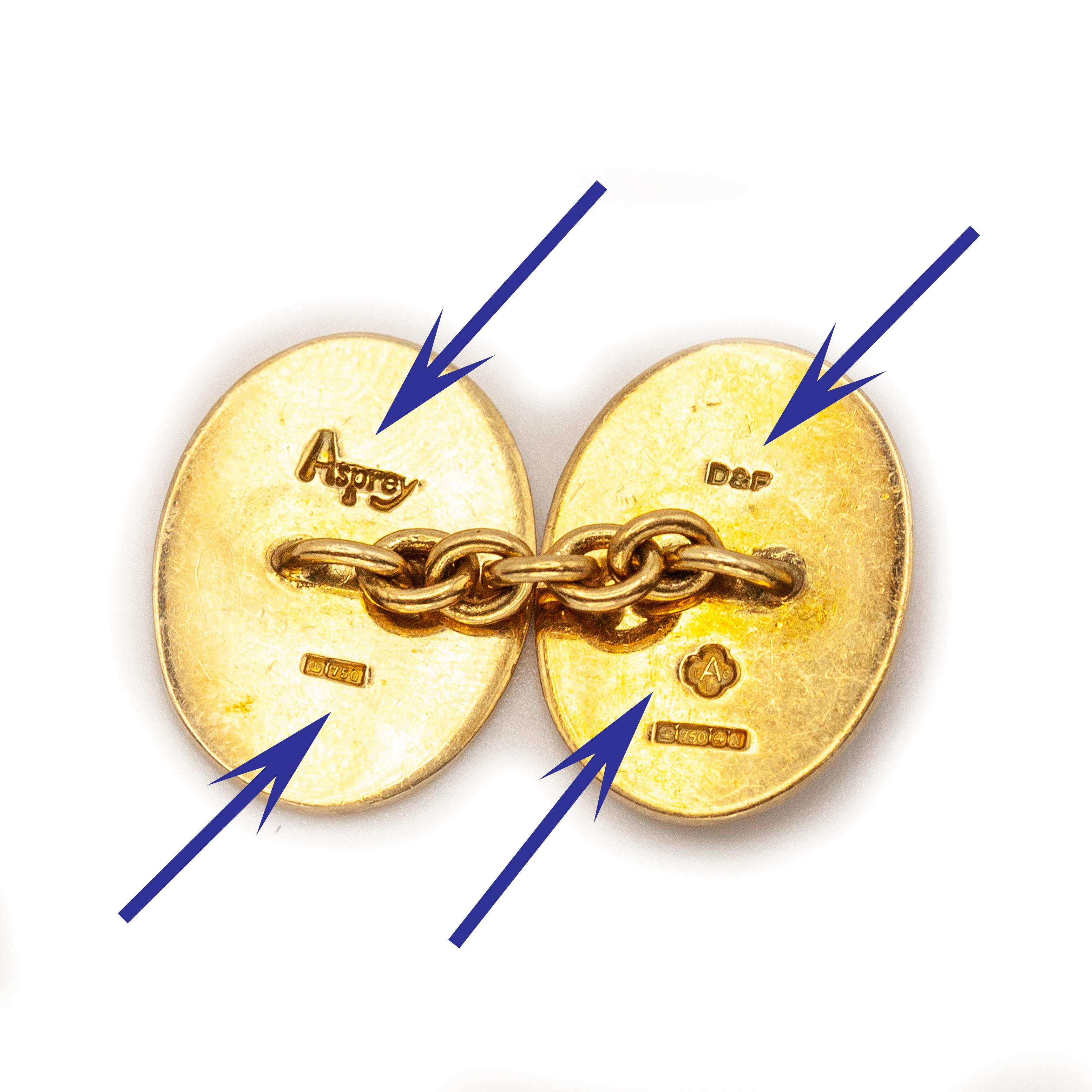 Designer Asprey 18K Gold The Four Vices Enamel Cufflinks 2