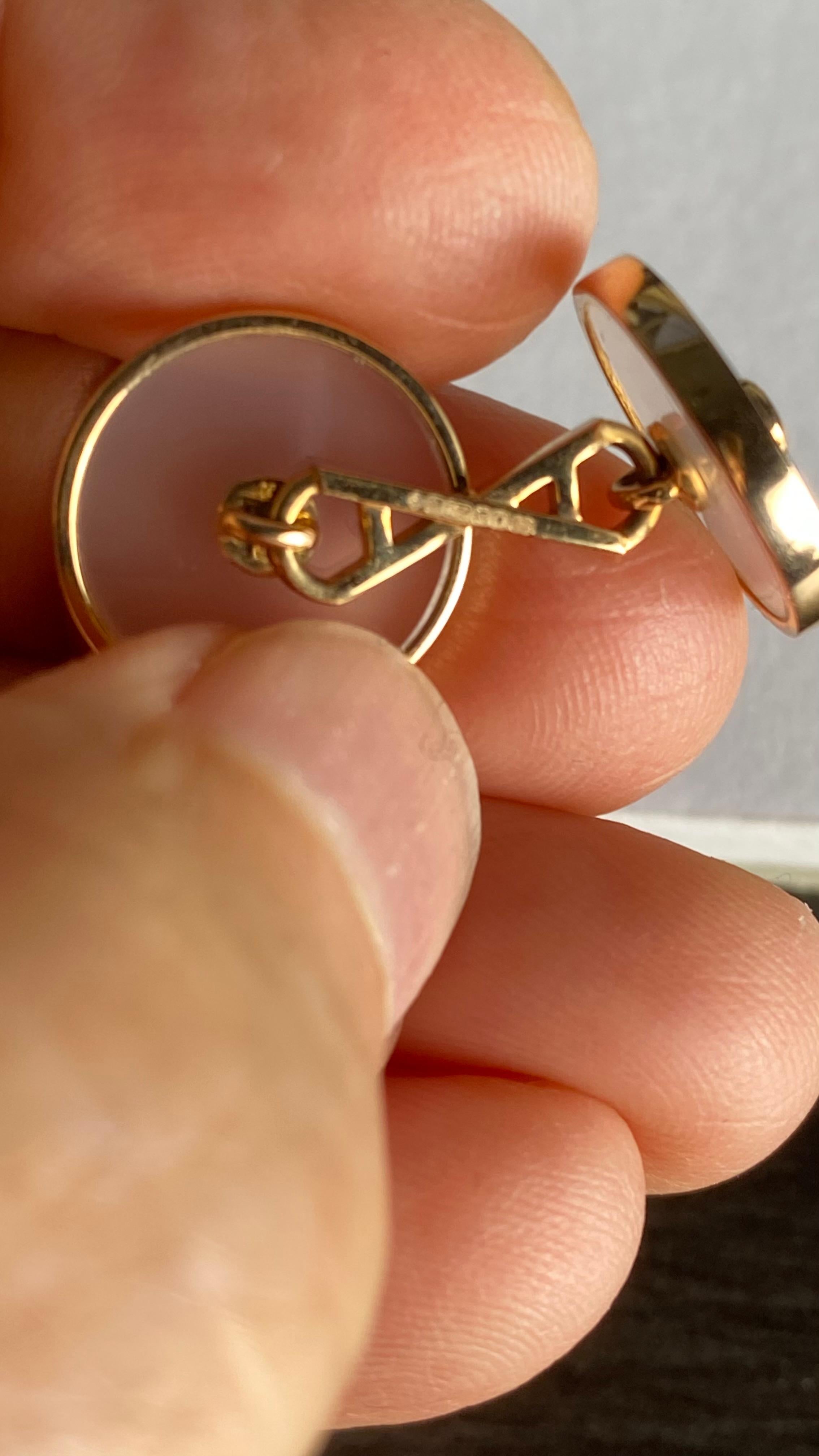 Asprey 18K Rose Gold Rose Quartz and Diamond Cufflinks For Sale 5