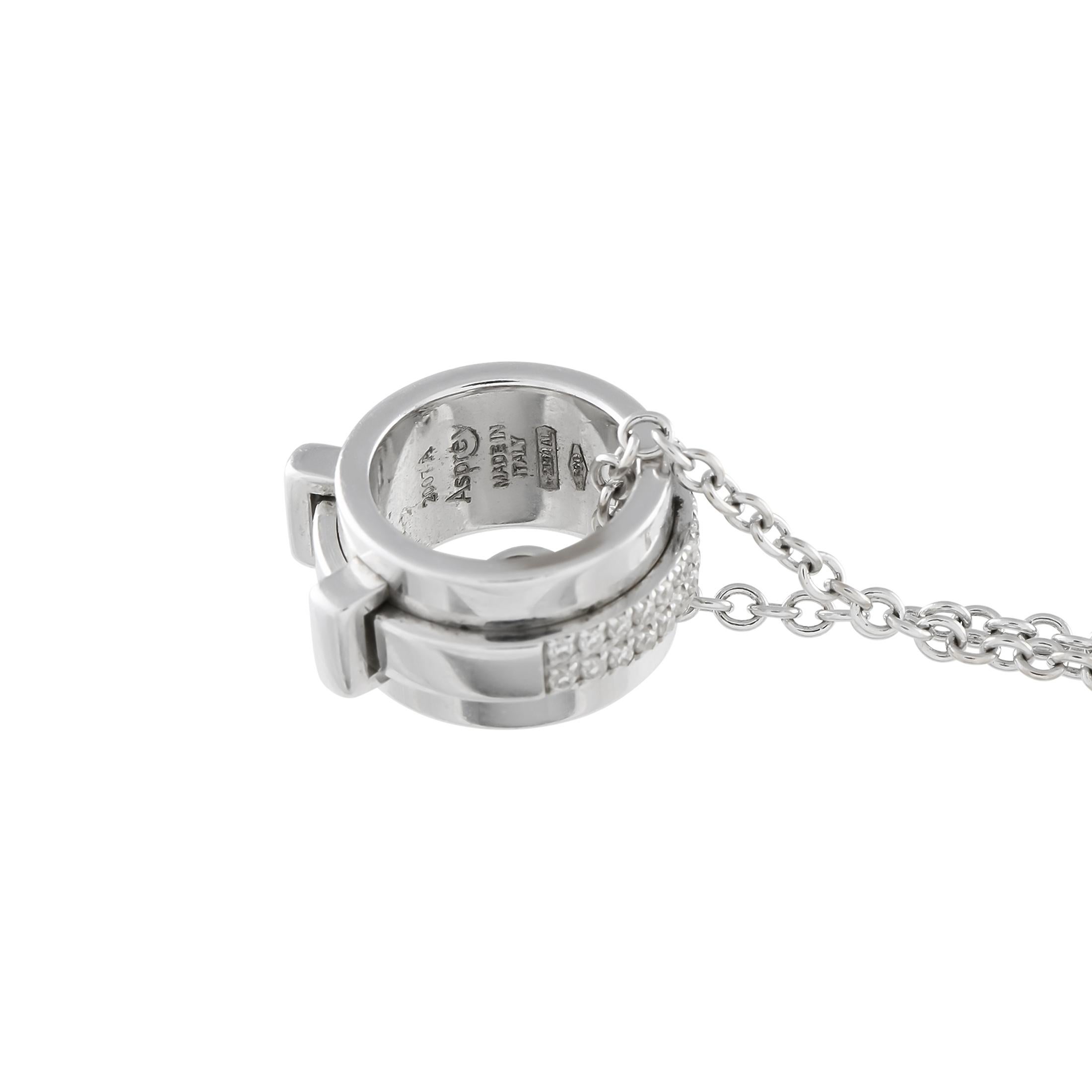Collana Asprey in oro bianco 18 carati con diamanti da 0,25 carati In condizioni ottime in vendita a Southampton, PA