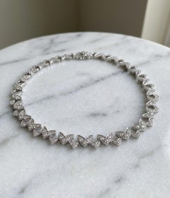 Asprey 18K White Gold 7 Carat Diamond Chevron Link Necklace