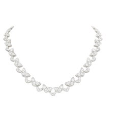 Asprey 18K White Gold 7 Carat Diamond Chevron Link Necklace