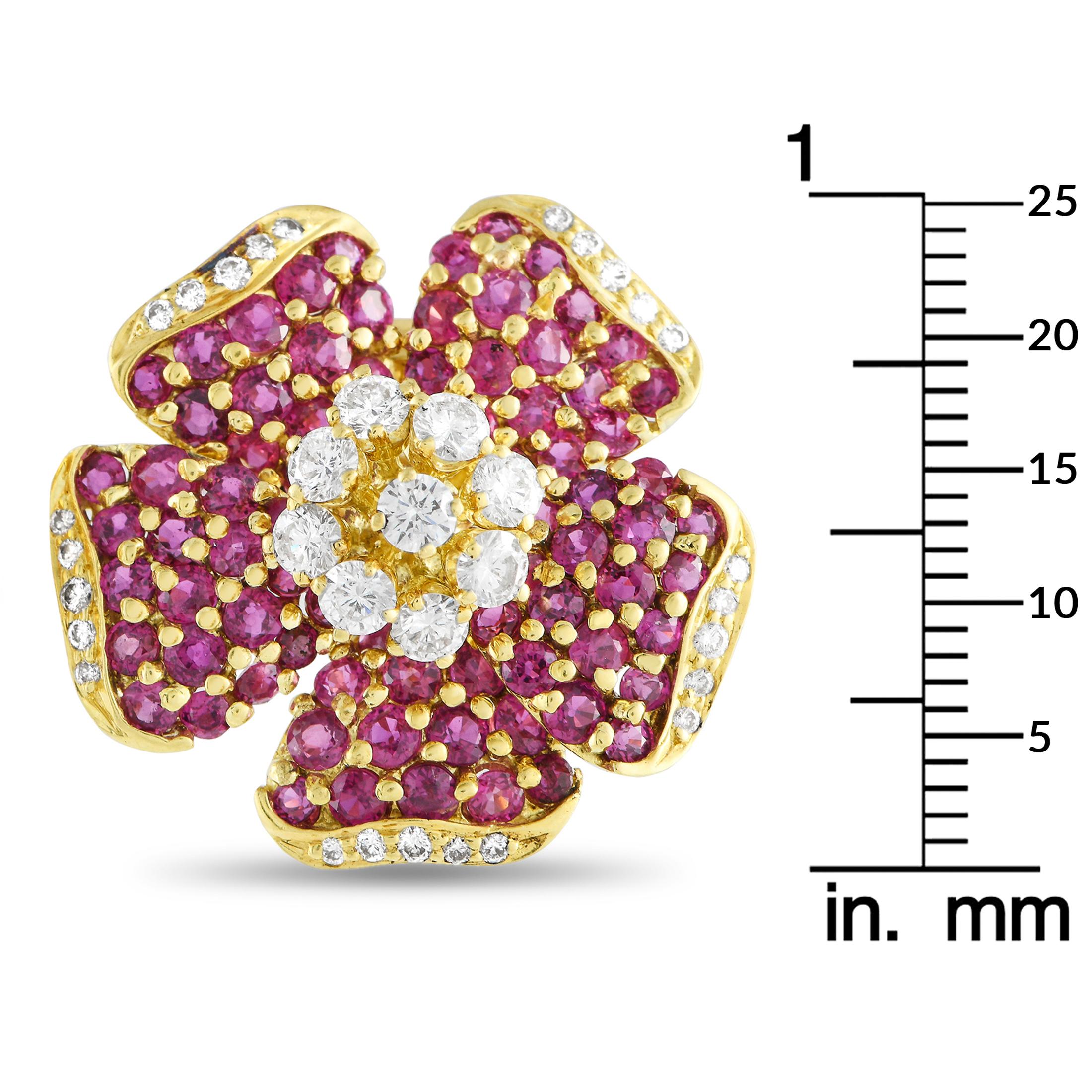Asprey 18K Yellow Gold 1.85ct Diamond and Ruby Clip-On Earrings AS03-111224 In Excellent Condition In Southampton, PA