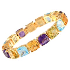 Asprey 18K Yellow Gold Amethyst, Topaz, and Citrine Bracelet