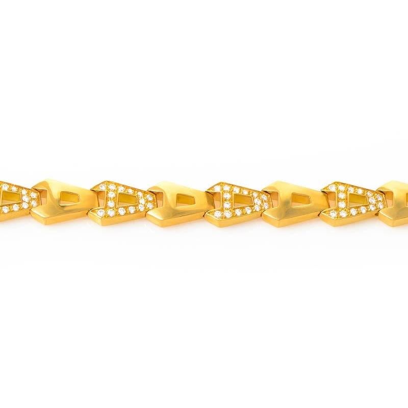 Asprey 18 Karat Yellow Gold and Diamond Chain Link Necklace In New Condition In Southampton, PA