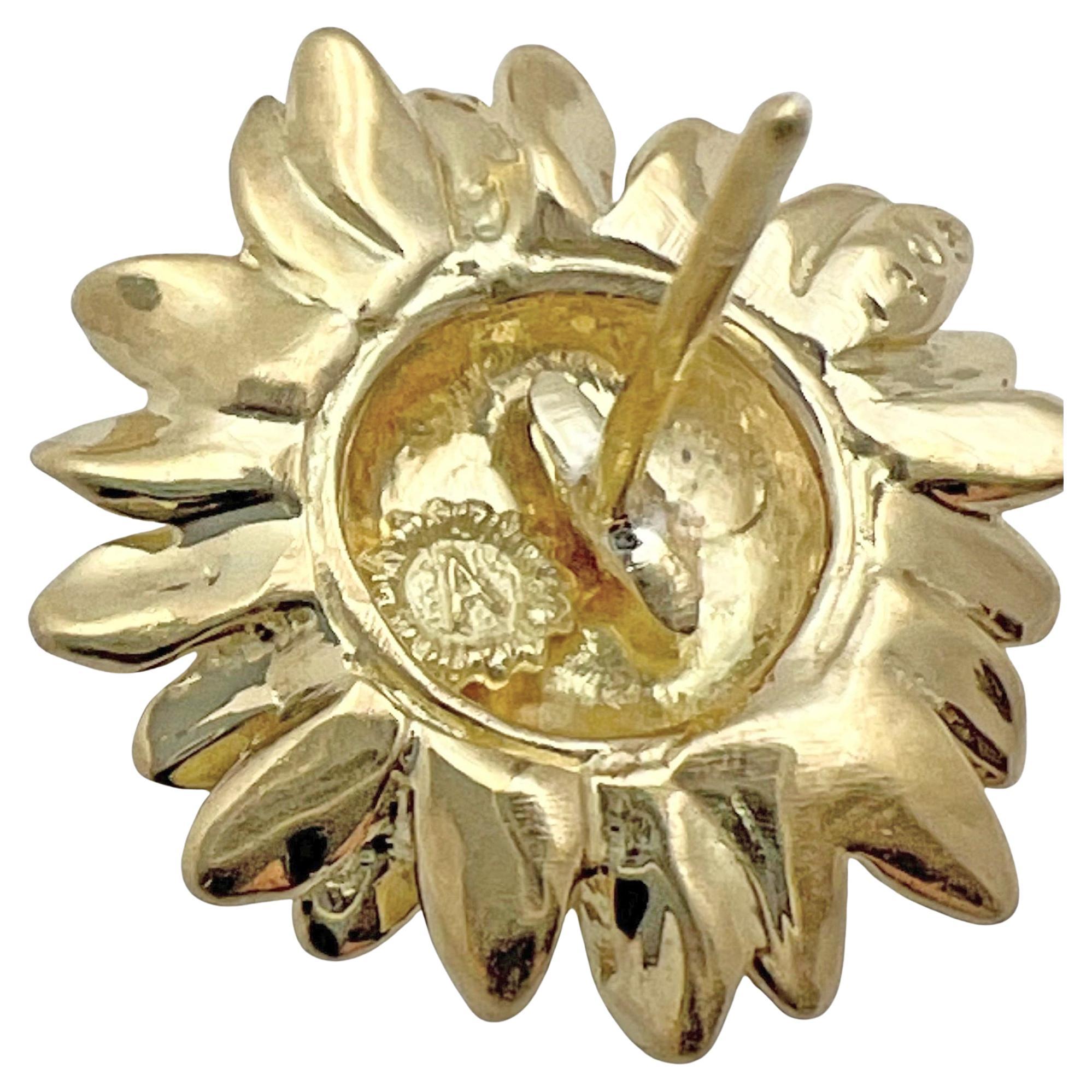 Asprey 18k Yellow Gold Sunflower Stud Earrings For Sale 2