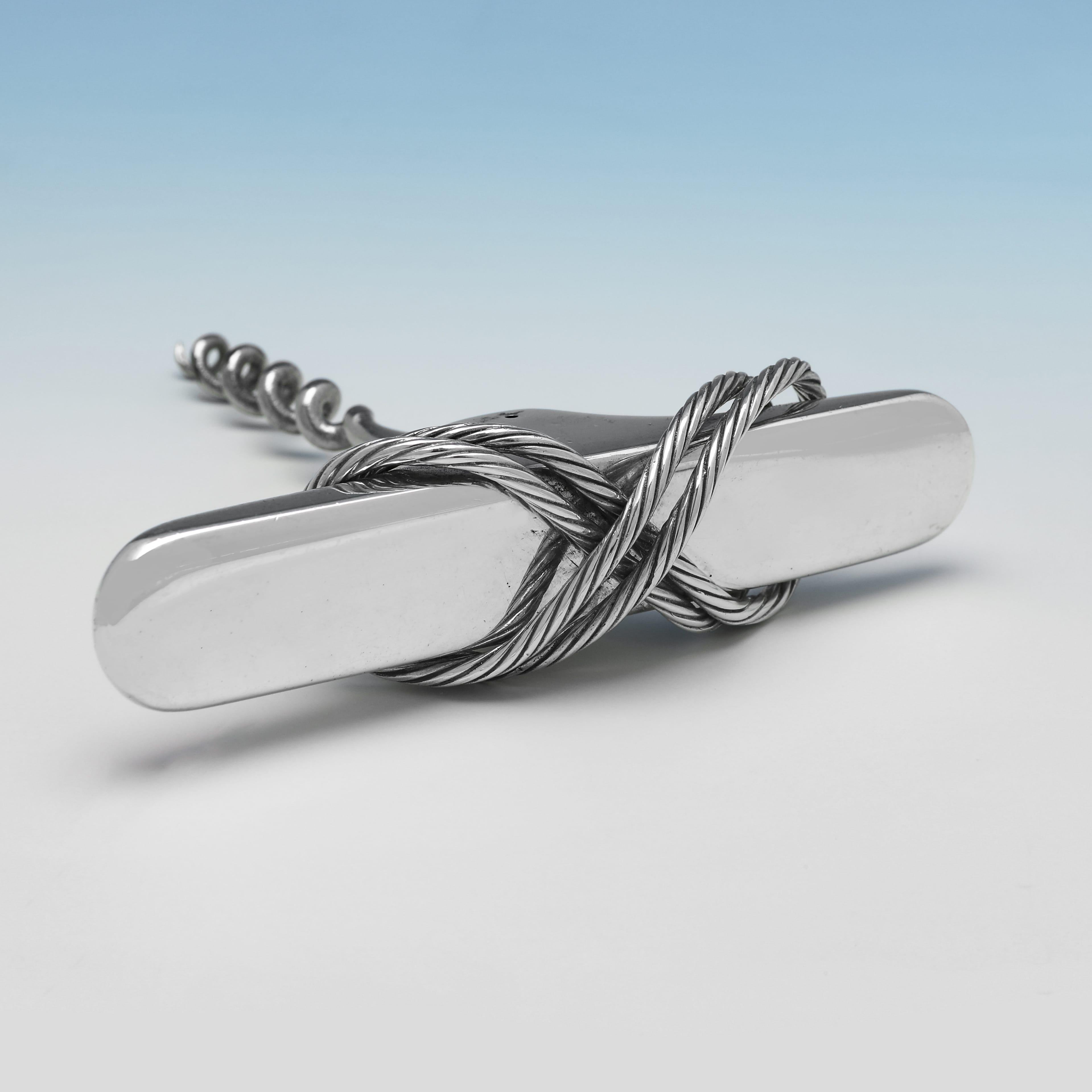 Asprey 2002 – Korkenzieher aus Sterlingsilber – Weinflaschenöffner mit nautischem Thema (Englisch) im Angebot