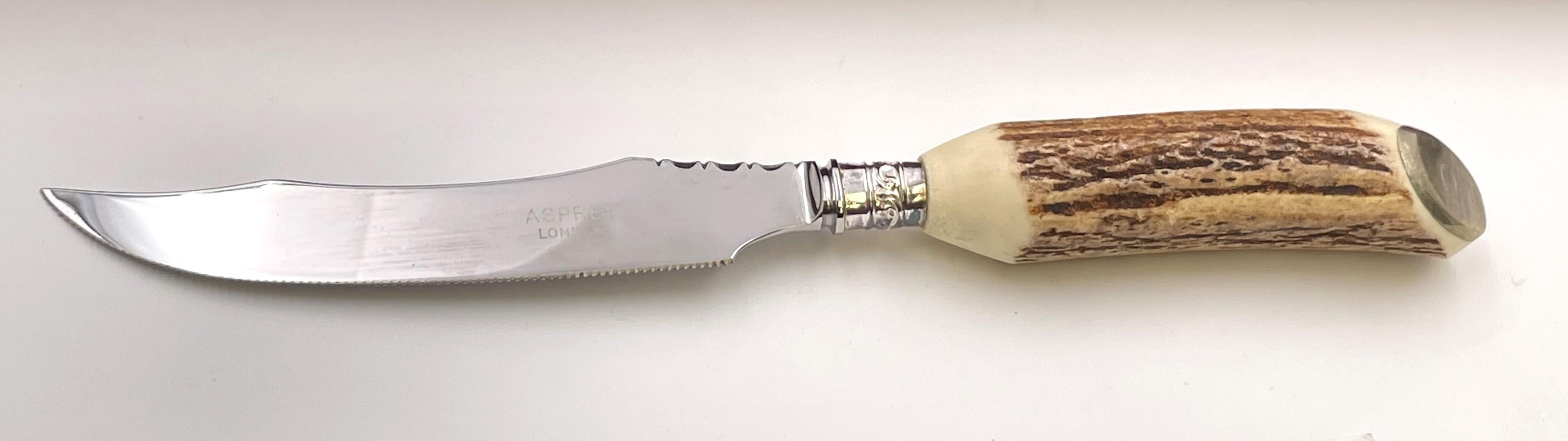 Asprey Set di bistecche e coltelli con manico di corno a 3 livelli e in scatola da 29 pezzi In condizioni ottime in vendita a New York, NY