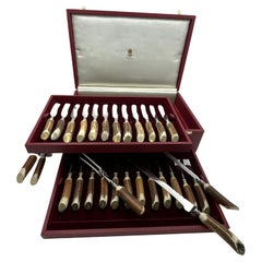 Asprey 3-Tiered Fitted Boxed 29-Pc Set of Antler-Handled Steak and Carving Set