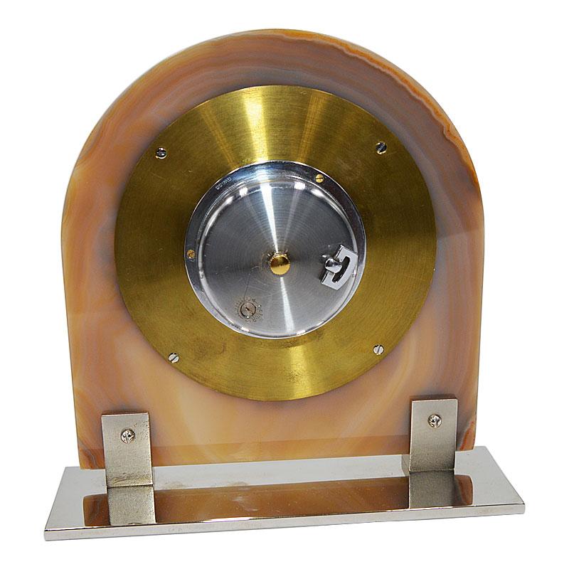 Asprey Art Deco Agate 8 Day Manual Wind Desk Clock, 1930s 1