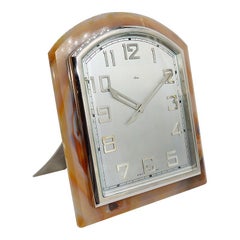 Asprey Art Deco Agate Stone Clock, circa 1920s