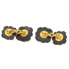 Gemelli Asprey in oro con onice nero e diamanti